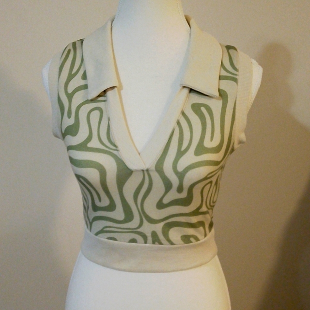 vintage retro sweater vest crop